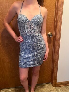 Wear Your Love - Blue Corset top HoCo Dress with Lace back - NWT